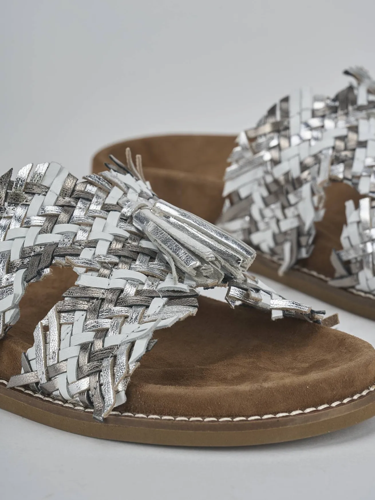 Ciabatte tacco 1cm laminato argento