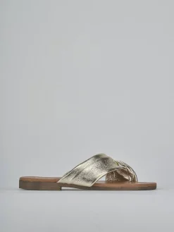 Ciabatte tacco 1cm laminato oro