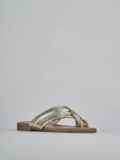 Ciabatte tacco 1cm laminato oro