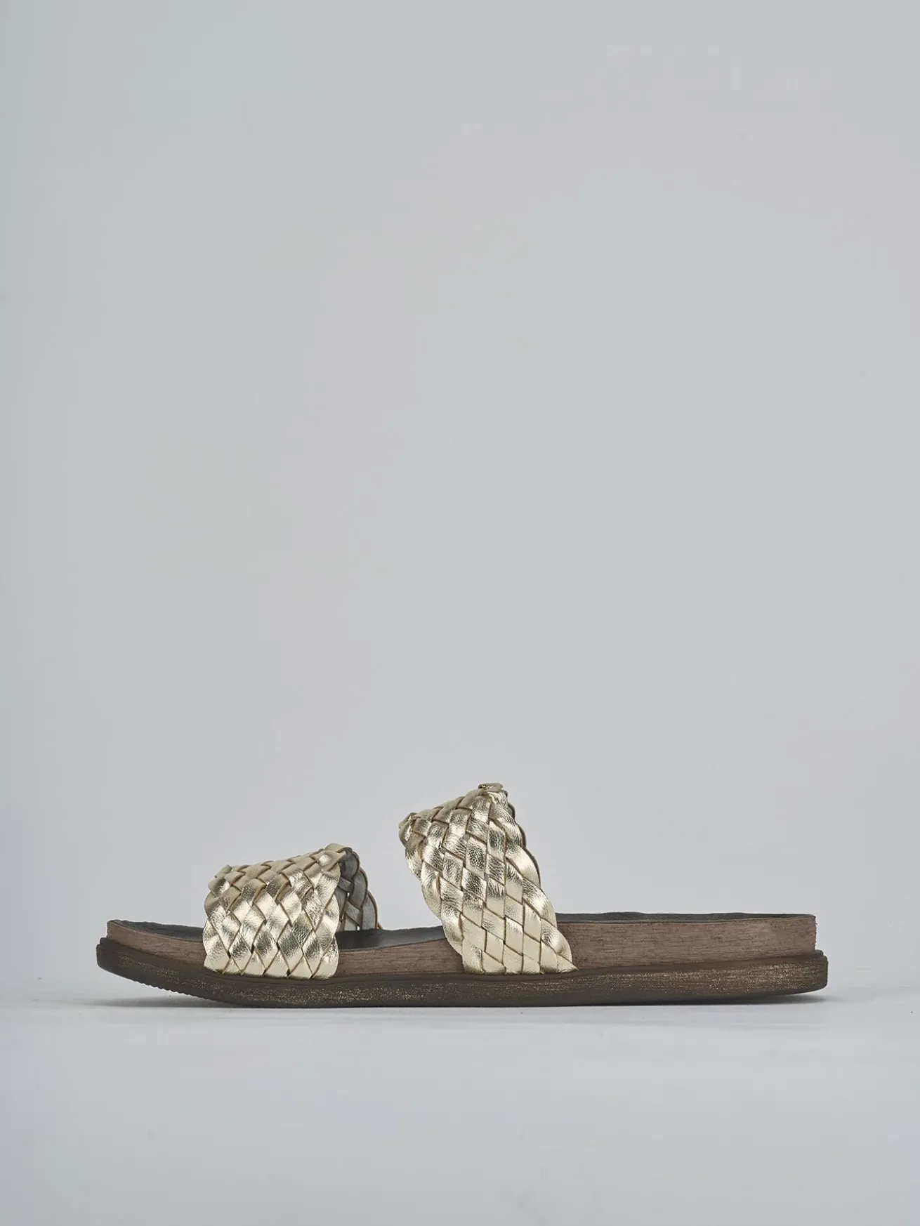 Ciabatte tacco 1cm laminato oro