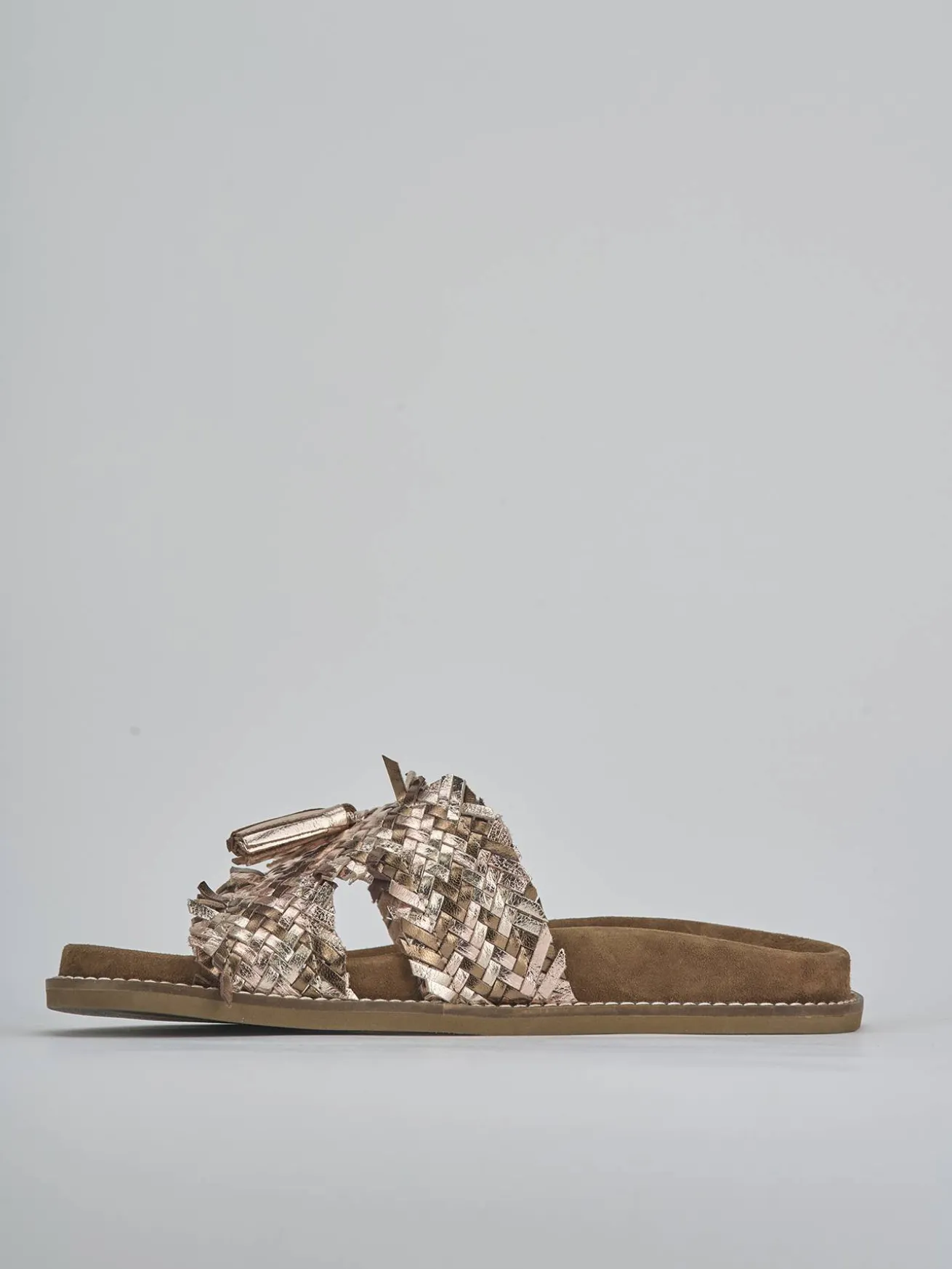 Ciabatte tacco 1cm laminato bronzo