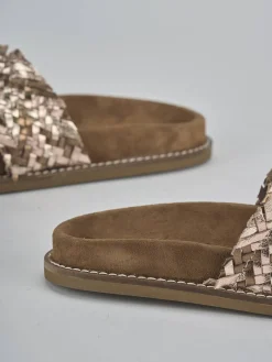 Ciabatte tacco 1cm laminato bronzo