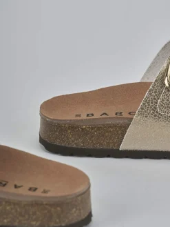 Ciabatte tacco 1cm laminato oro