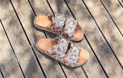 Ciabatte tacco 1cm laminato bronzo