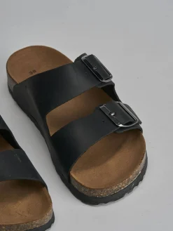 Ciabatte tacco 1cm nabuk nero