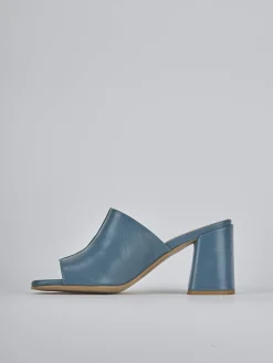 Ciabatte tacco 7cm pelle azzurro