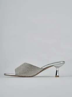 Ciabatte tacco 6cm pelle argento