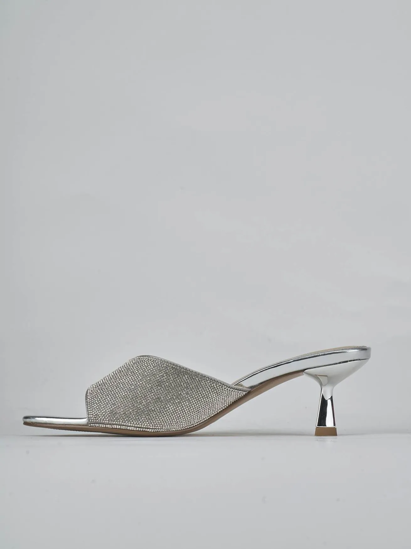 Ciabatte tacco 6cm pelle argento