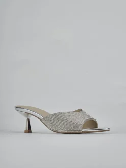 Ciabatte tacco 6cm pelle argento