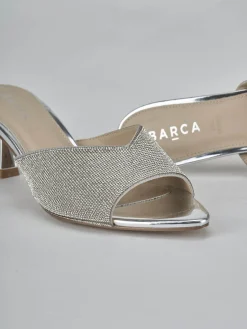 Ciabatte tacco 6cm pelle argento