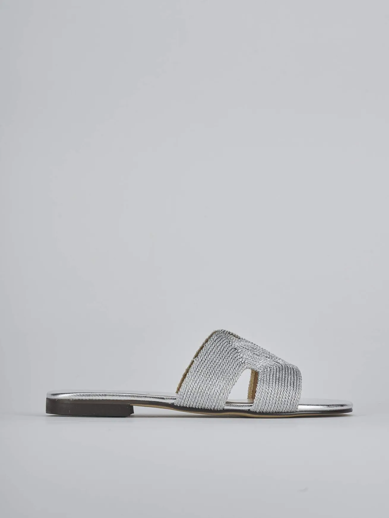 Ciabatte tacco 1cm pelle argento