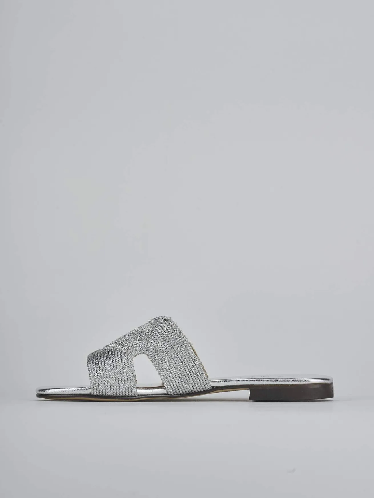 Ciabatte tacco 1cm pelle argento