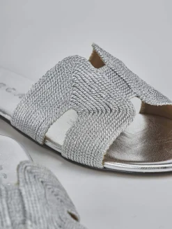 Ciabatte tacco 1cm pelle argento