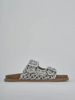 Ciabatte tacco 1cm pelle argento