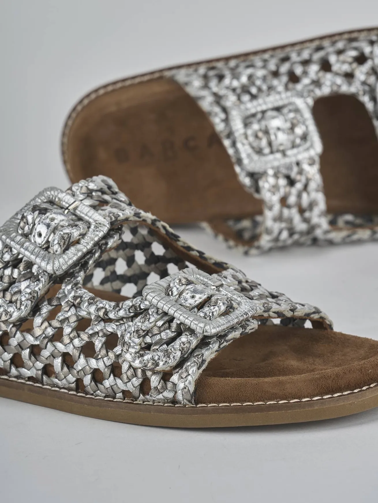 Ciabatte tacco 1cm pelle argento