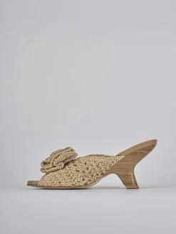 Ciabatte tacco 7cm pelle beige