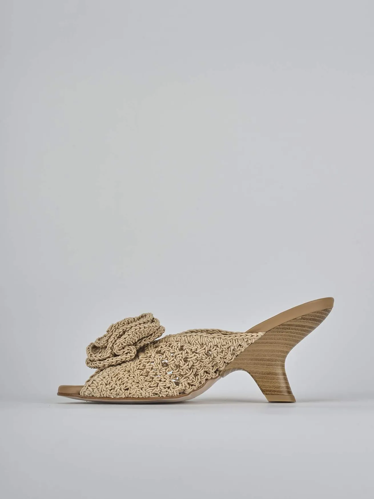 Ciabatte tacco 7cm pelle beige