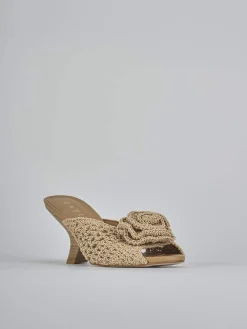 Ciabatte tacco 7cm pelle beige