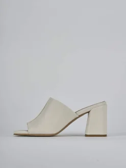 Ciabatte tacco 7cm pelle bianco