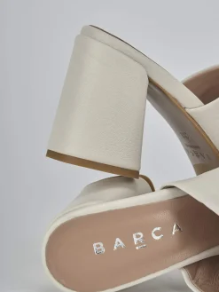 Ciabatte tacco 7cm pelle bianco