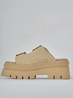 Ciabatte tacco 1cm pelle beige