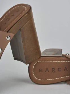 Ciabatte tacco 10cm pelle beige