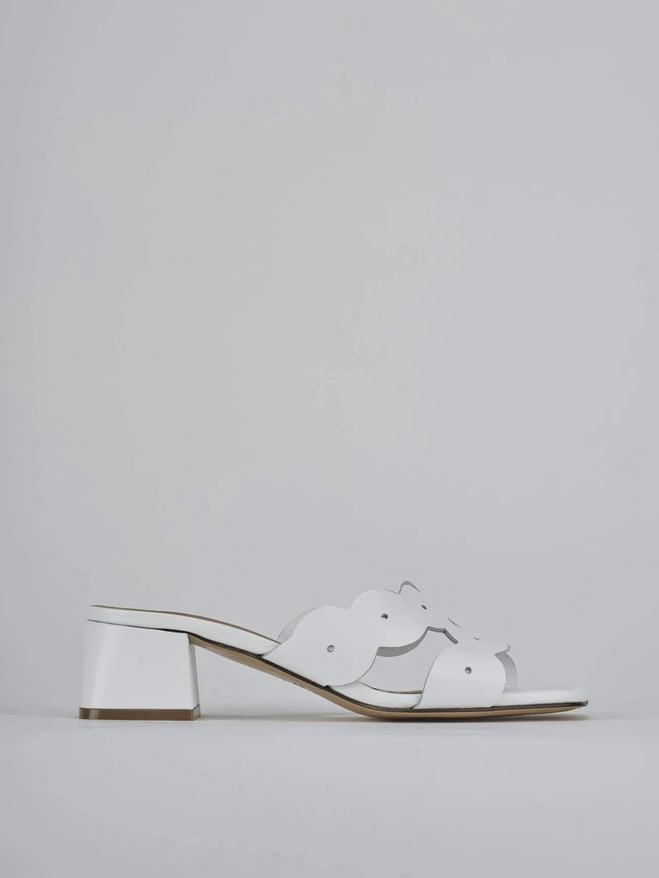 Ciabatte tacco 5cm pelle bianco