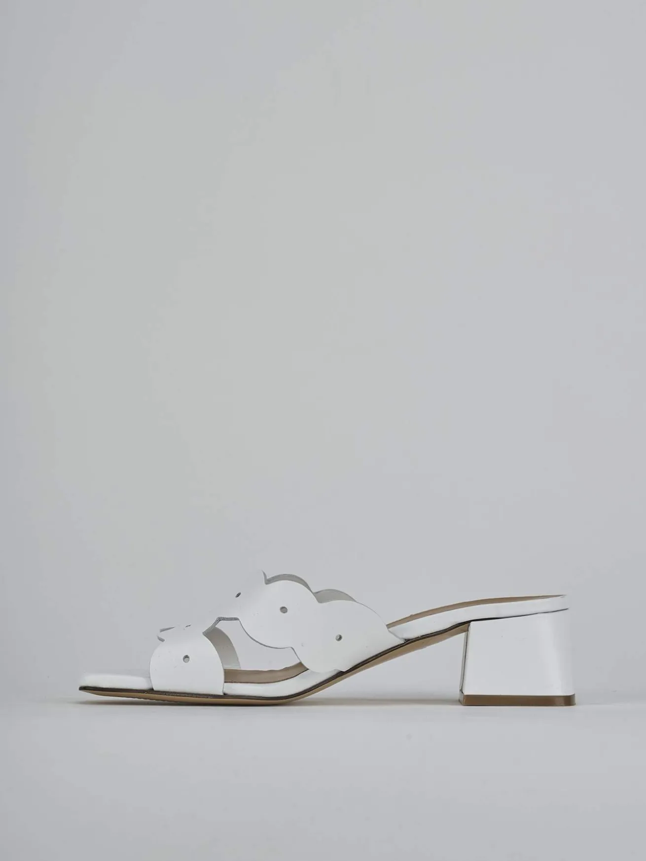 Ciabatte tacco 5cm pelle bianco