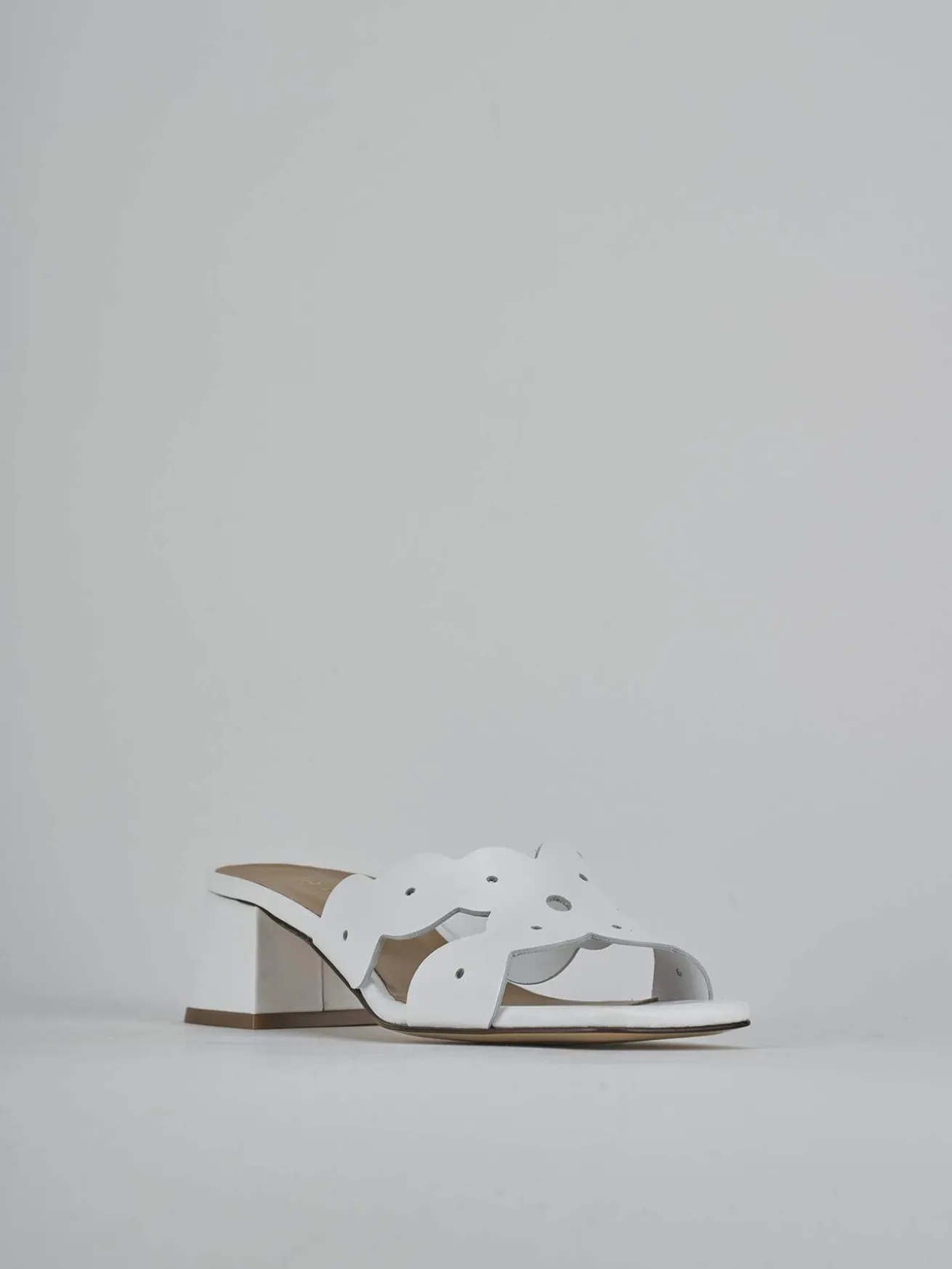 Ciabatte tacco 5cm pelle bianco