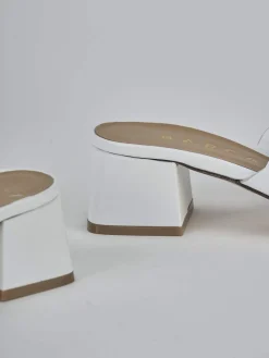 Ciabatte tacco 5cm pelle bianco