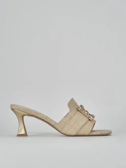 Ciabatte tacco 6cm pelle beige