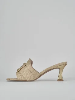 Ciabatte tacco 6cm pelle beige