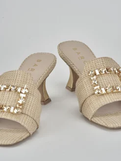 Ciabatte tacco 6cm pelle beige