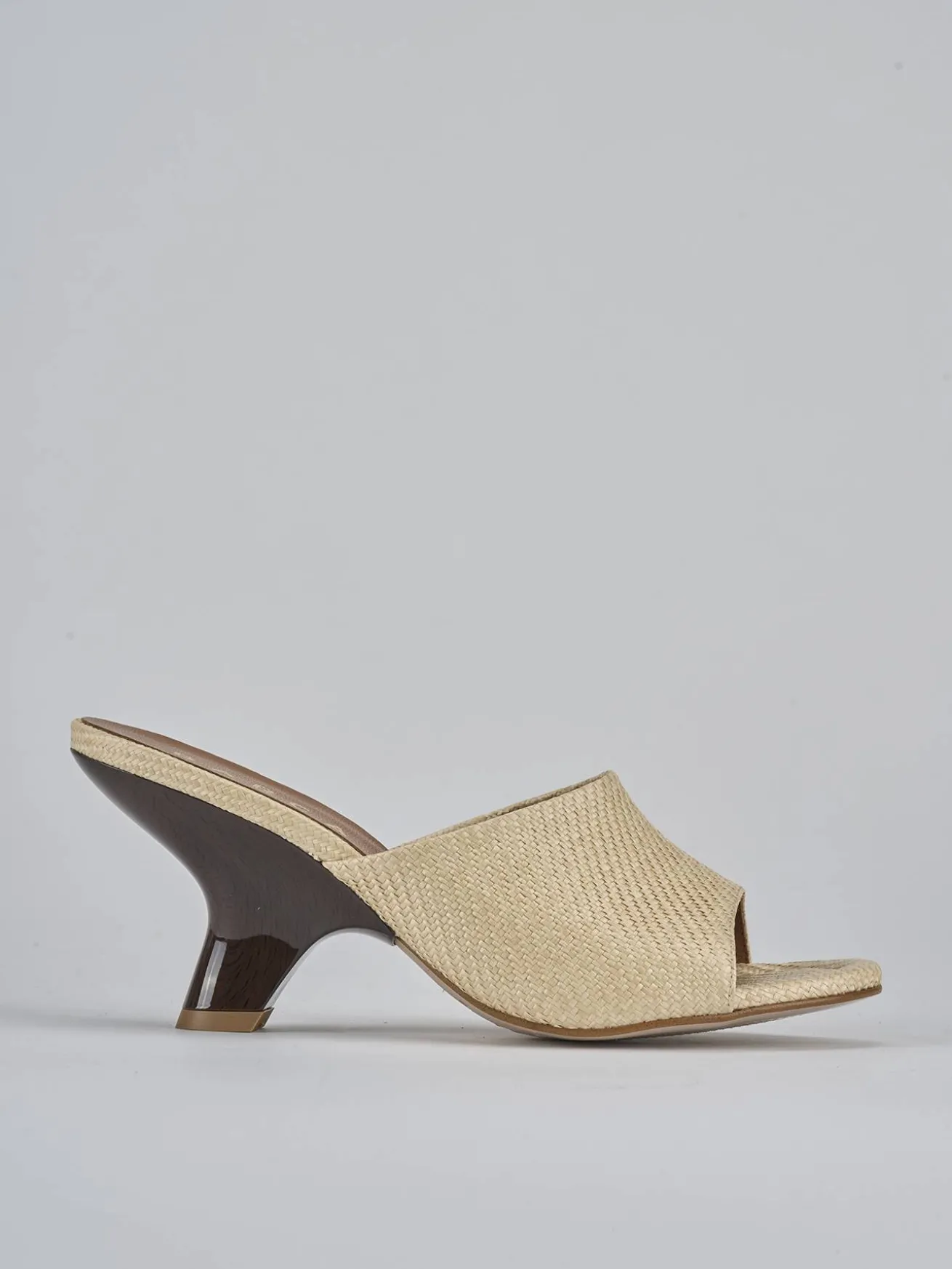Ciabatte tacco 8cm pelle beige