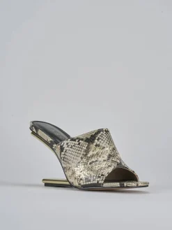 Ciabatte tacco 9cm pelle beige