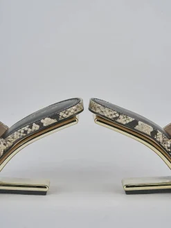 Ciabatte tacco 9cm pelle beige