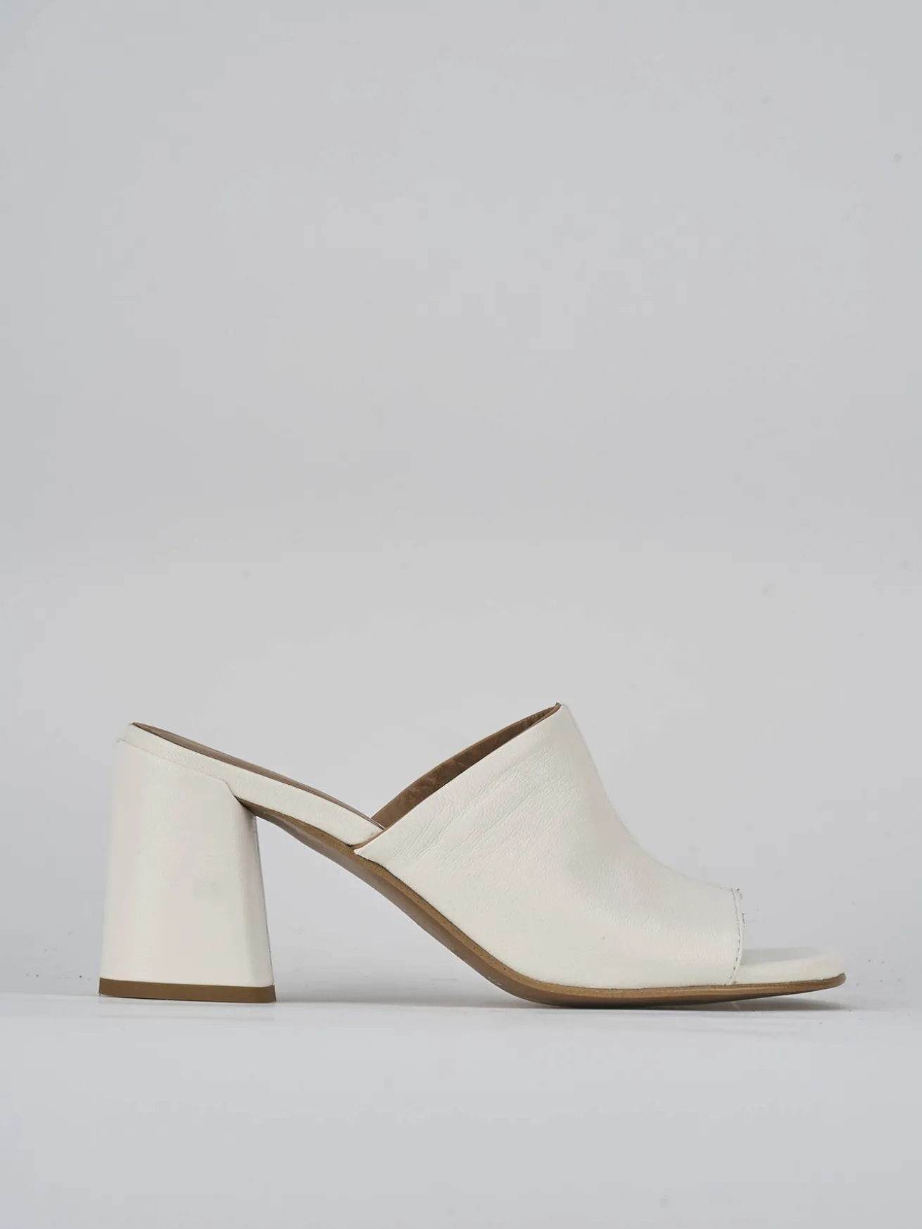 Ciabatte tacco 7cm pelle bianco