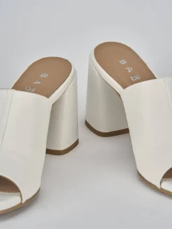 Ciabatte tacco 7cm pelle bianco