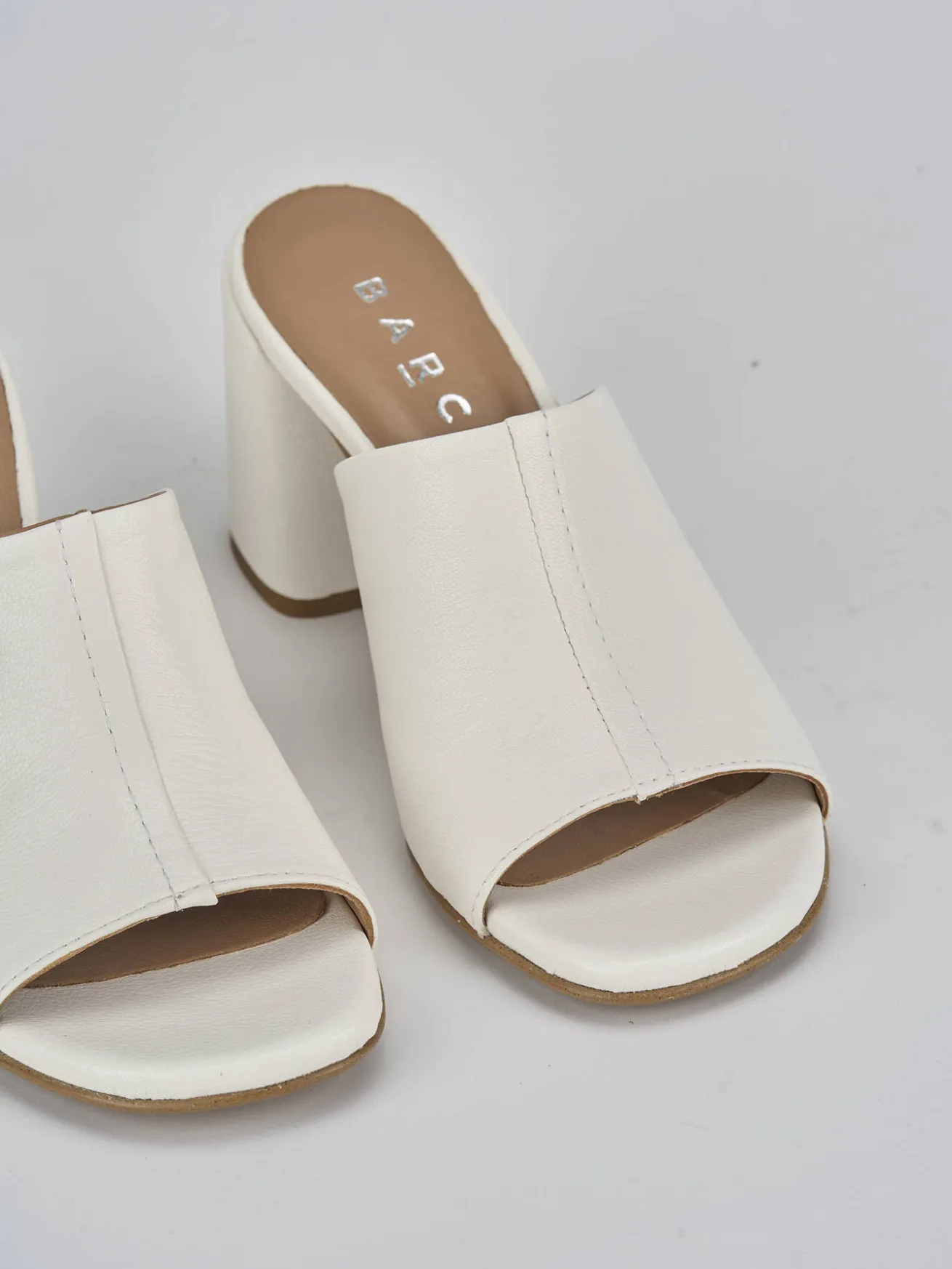 Ciabatte tacco 7cm pelle bianco