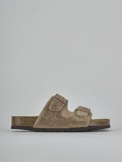 Ciabatte tacco 1cm pelle bronzo