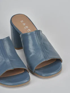 Ciabatte tacco 7cm pelle jeans