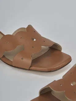 Ciabatte tacco 1cm pelle marrone