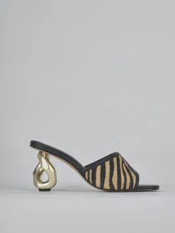 Ciabatte tacco 8cm pelle multicolor