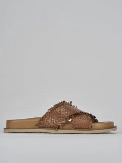 Ciabatte tacco 1cm pelle marrone