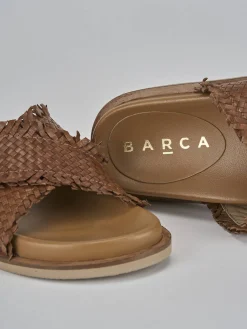 Ciabatte tacco 1cm pelle marrone