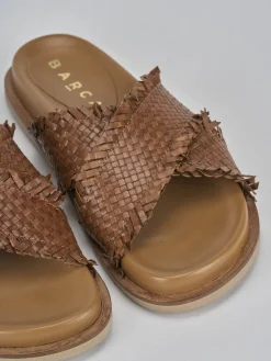 Ciabatte tacco 1cm pelle marrone