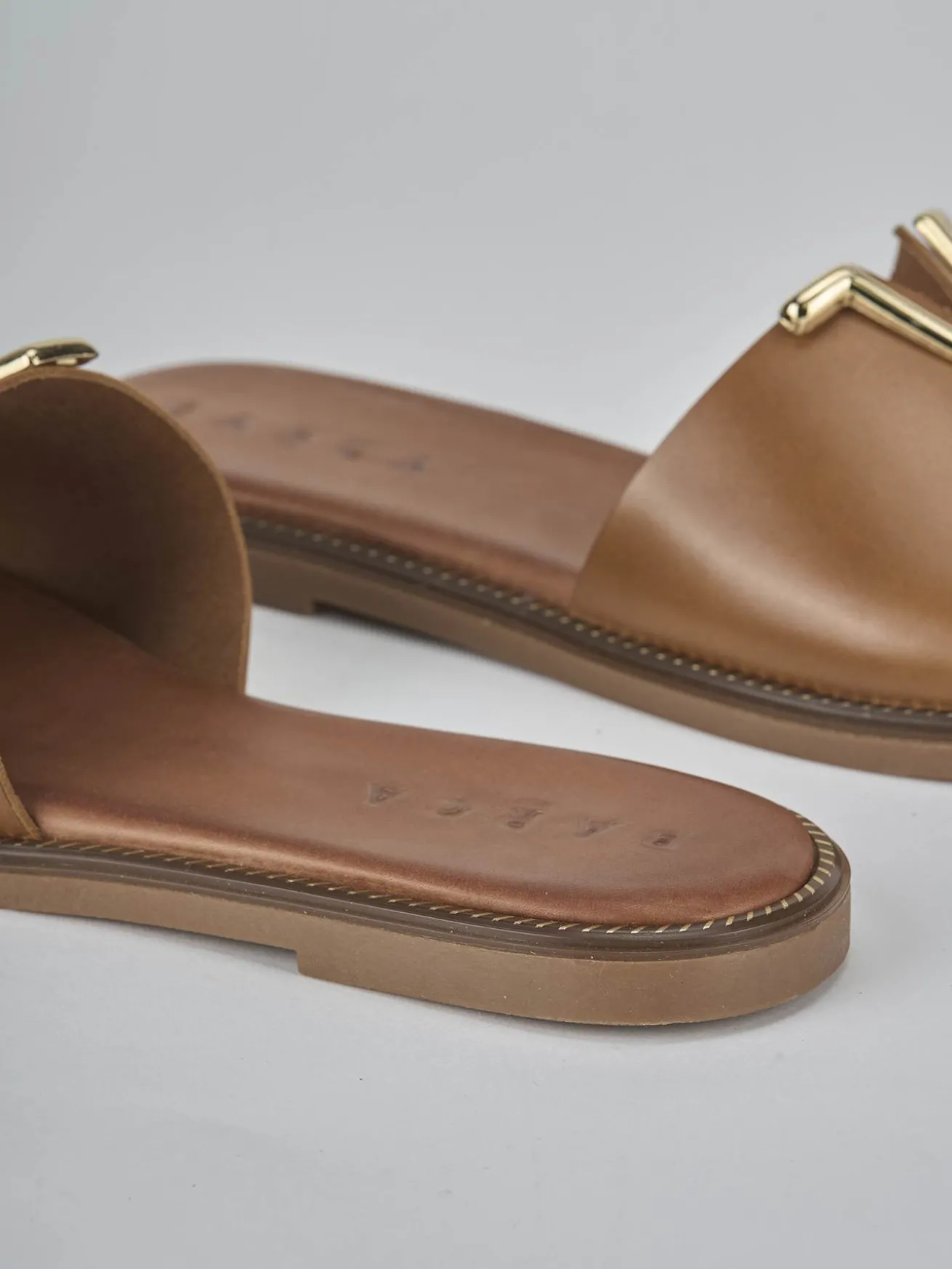 Ciabatte tacco 1cm pelle marrone