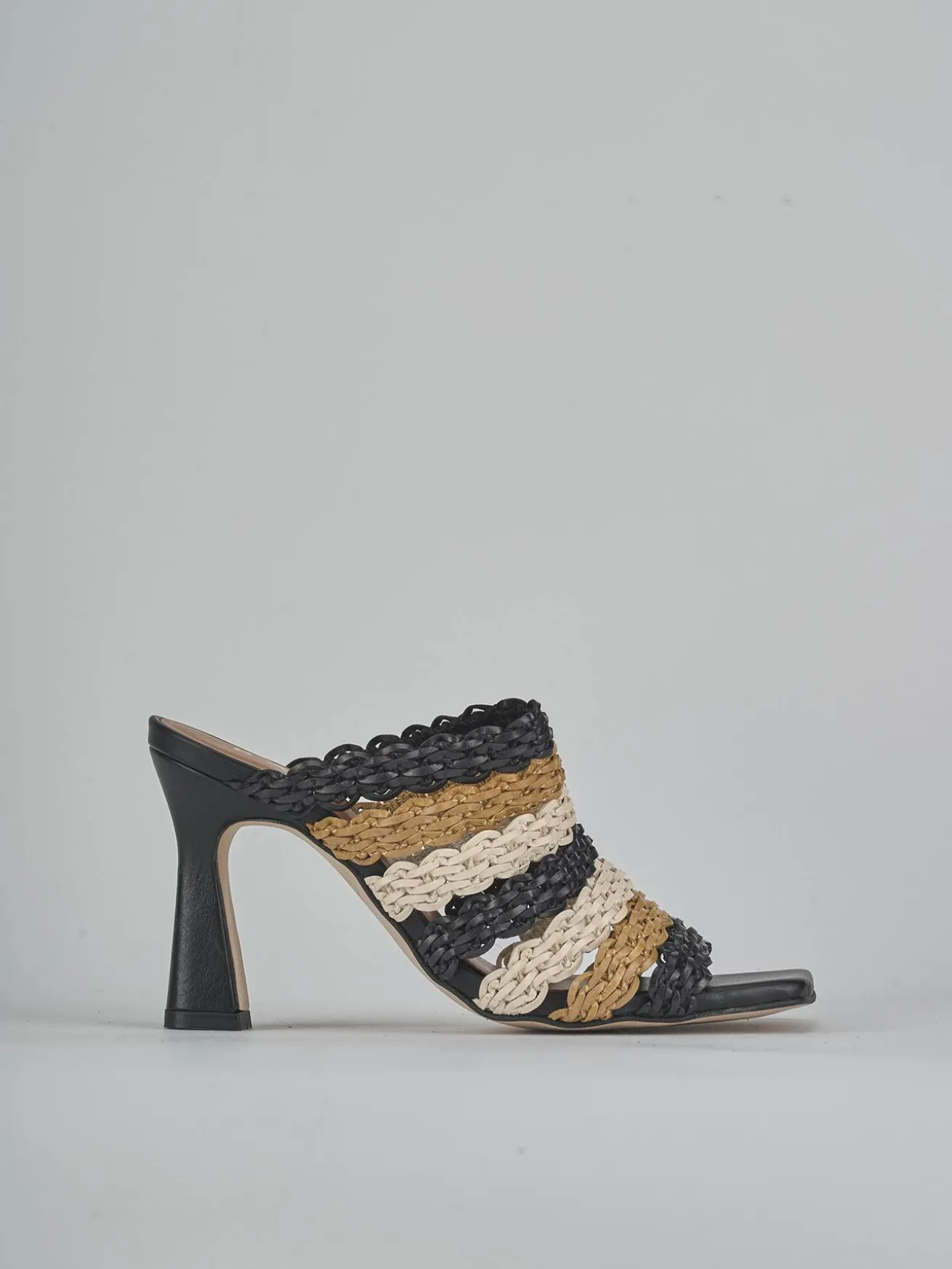 Ciabatte tacco 9cm pelle multicolor