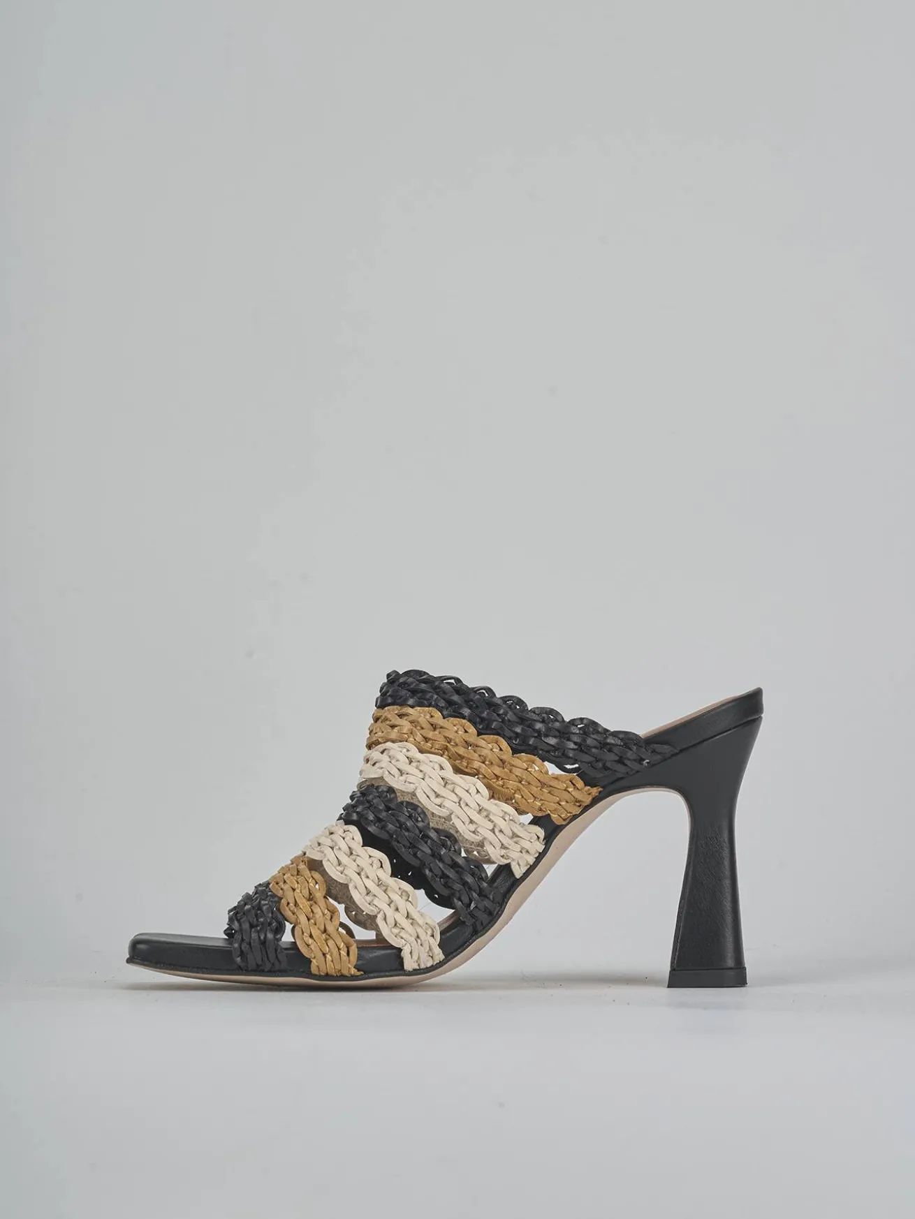 Ciabatte tacco 9cm pelle multicolor