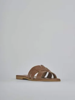 Ciabatte tacco 1cm pelle marrone